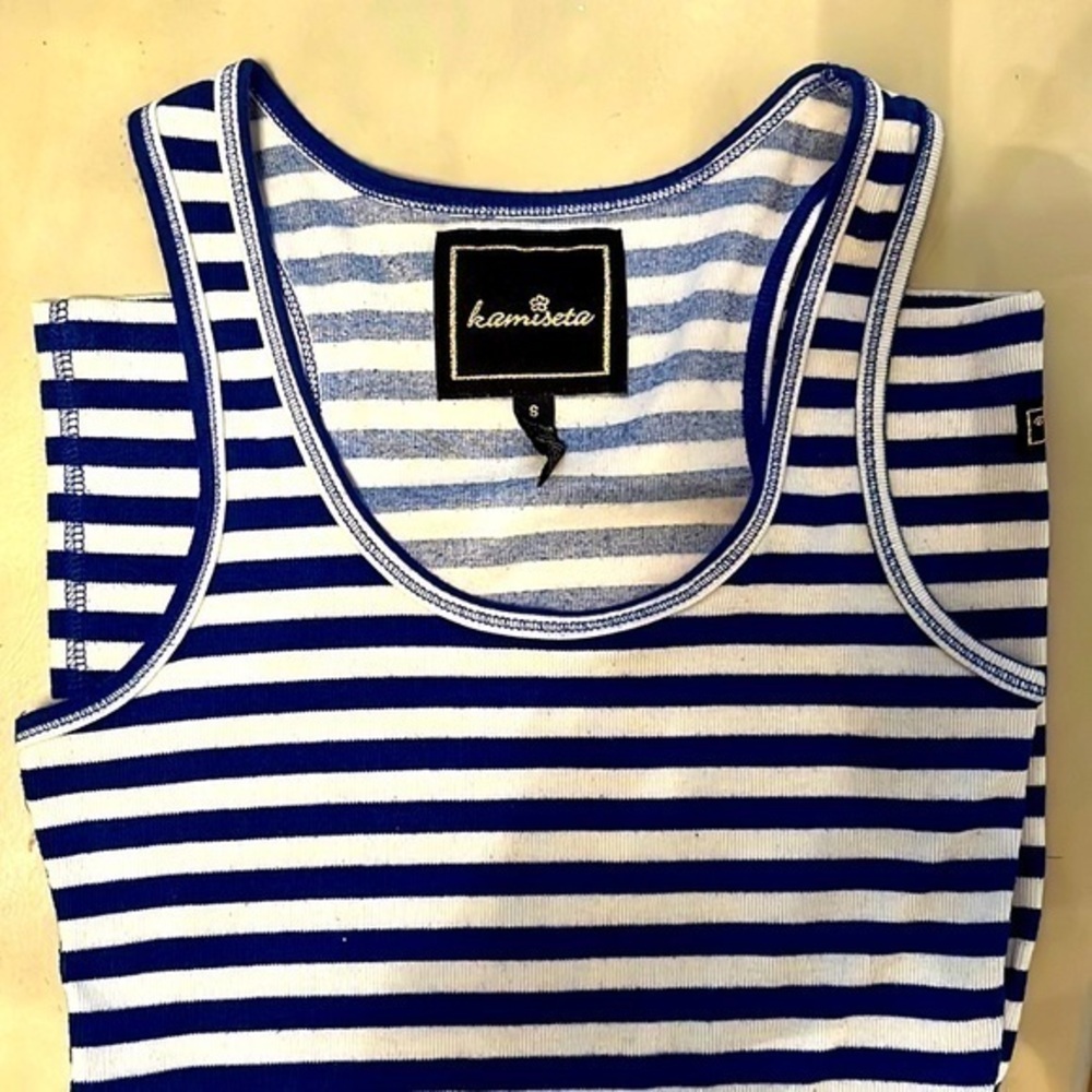 Kamiseta Designer Y2K Filipino designer size small women striped blue cream